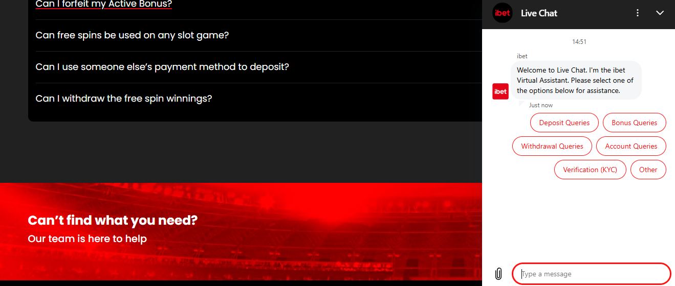 Få øyeblikkelig hjelp via iBet live chat støtte
